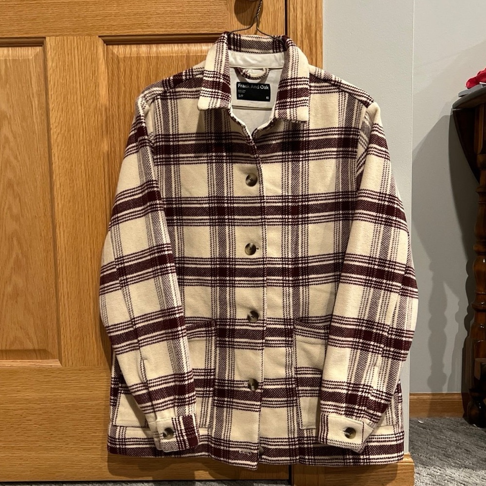 Frank & Oak Plaid Wool Blend Shacket size Small